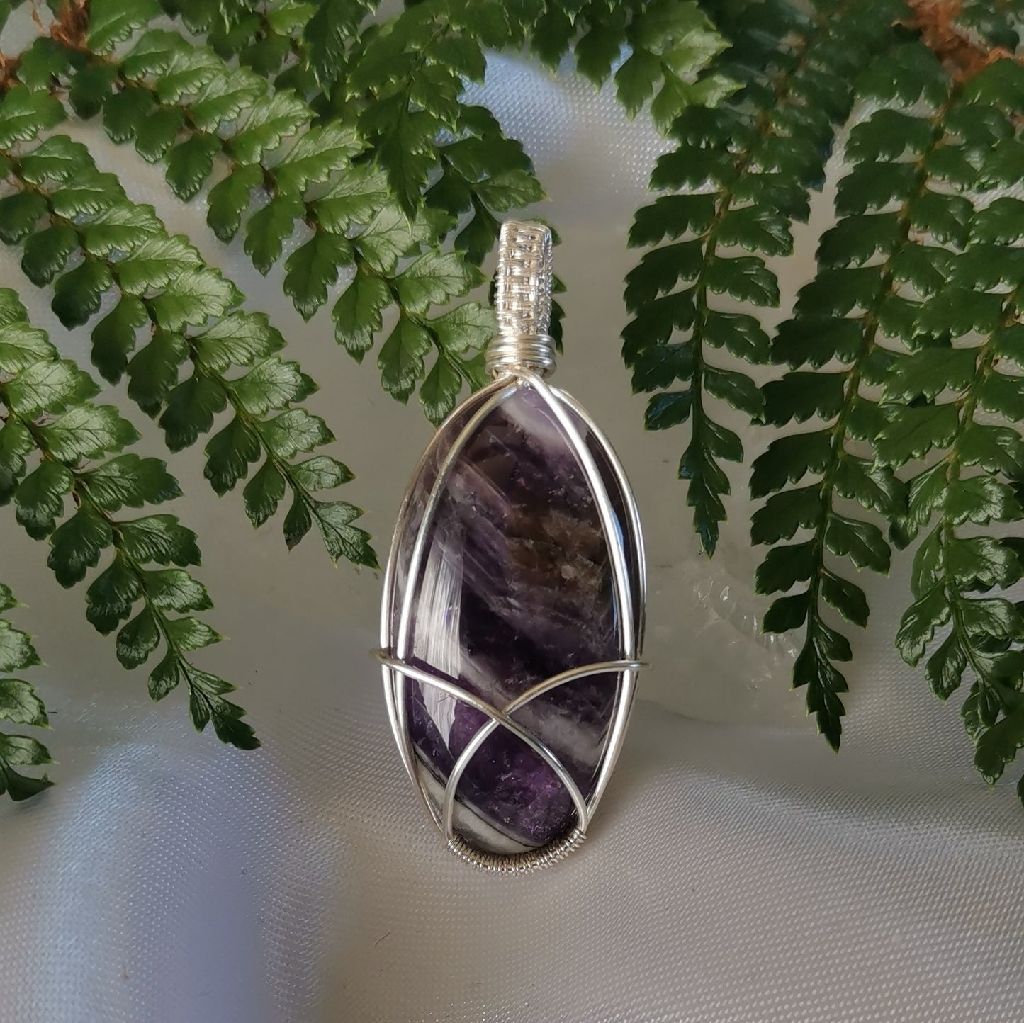 Chevron Amethyst Crystal Pendant