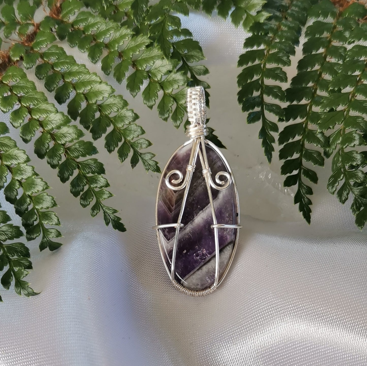 Chevron Amethyst Crystal Pendant