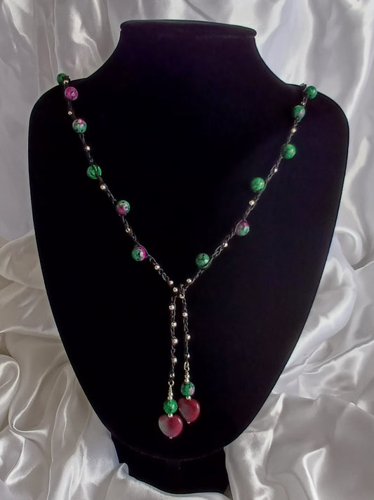 Ruby in Zoisite Macrame