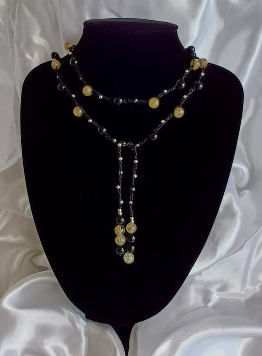 Citrine & Obsidian Macrame
