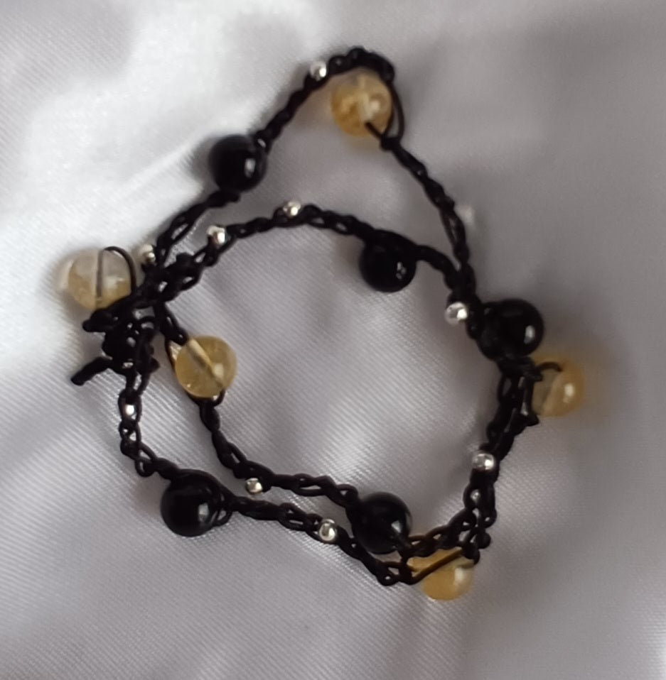 Citrine & Obsidian Macrame