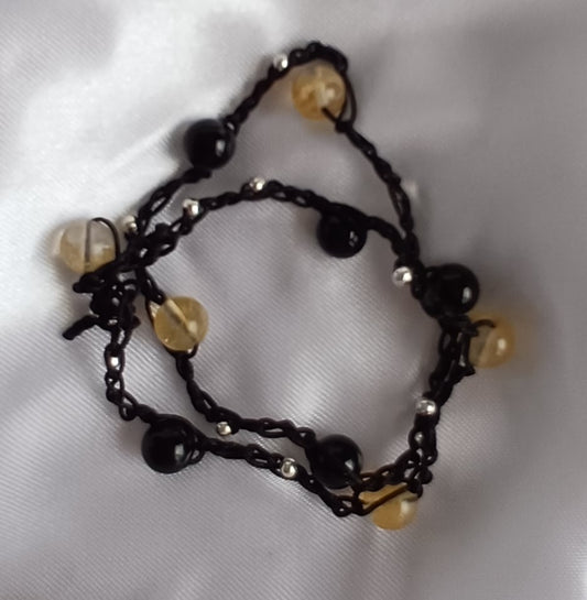 Citrine & Obsidian Macrame