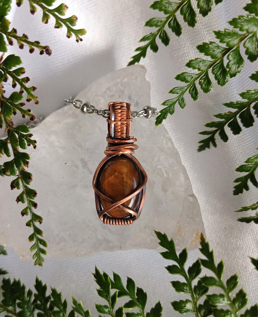 Mini Crystal Pendant - Tiger Eye