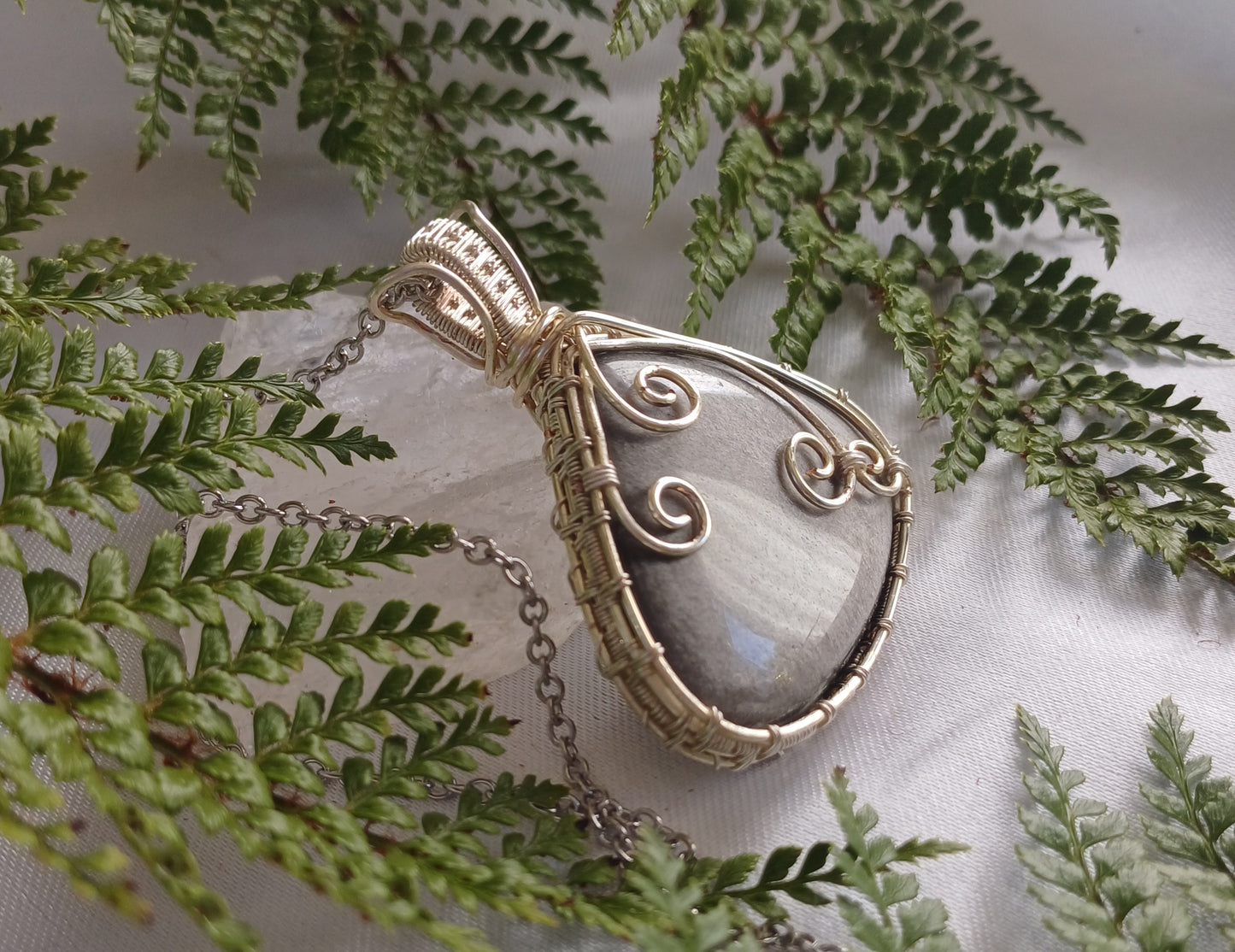 Silver Sheen Obsidian Pendant