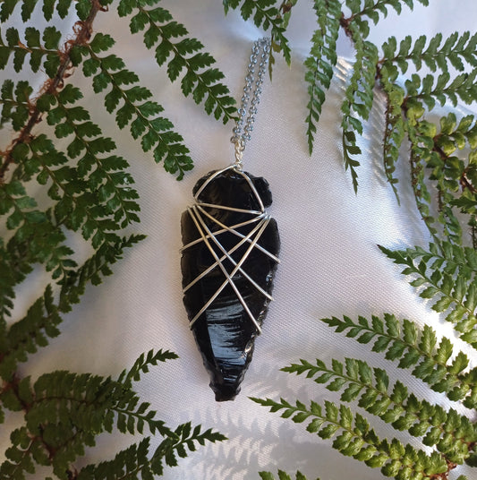 Black Obsidian Arrowhead Pendant